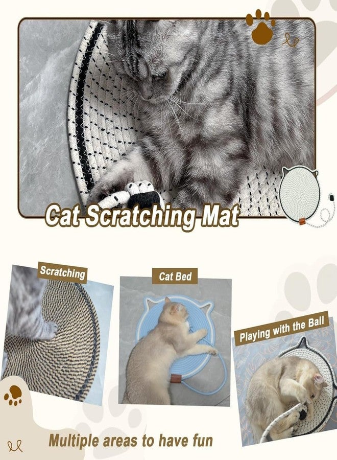 Swejos Cat Scratcher Mat Natural Cotton Rope Scratch Pad 15.7’’ Round Floor Scratching for Indoor Cats Durable Furniture Protector Couch Wall and Sofa - Image 5